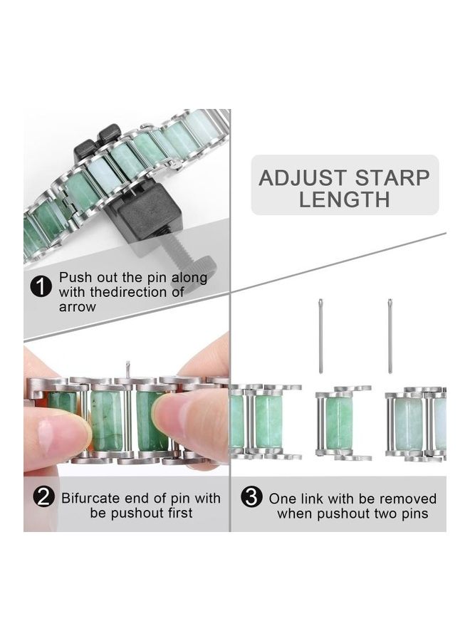 HuHa Emerald Stainless Steel Watch Strap For Apple Watch Series 1/2/3/4/5/6/7/SE 38-40-41mm Silver - Image 3
