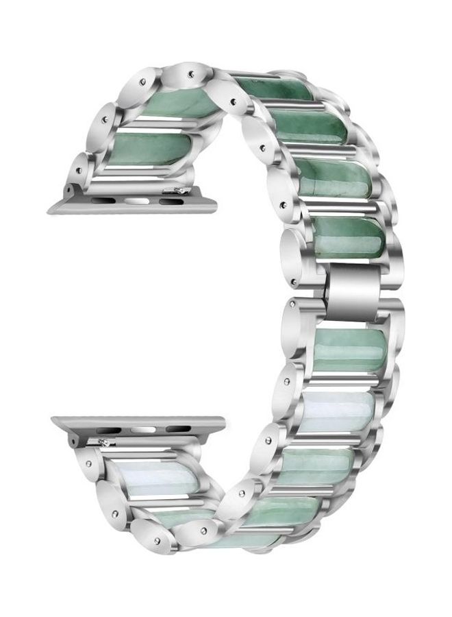 HuHa Emerald Stainless Steel Watch Strap For Apple Watch Series 1/2/3/4/5/6/7/SE 38-40-41mm Silver - Image 1