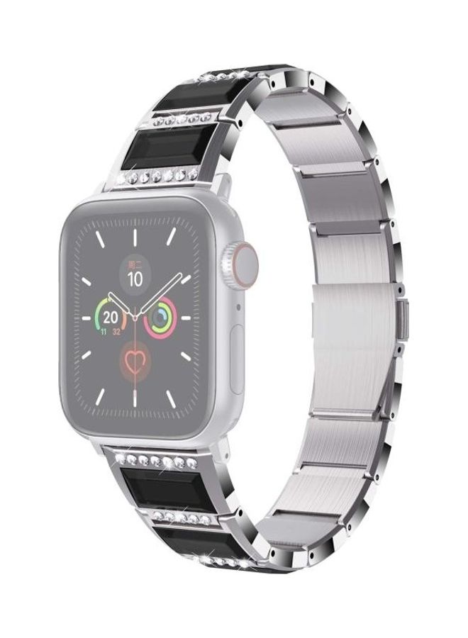 هوها سوار من الستانلس ستيل بلونين لساعة ابل سلسلة 1/2/3/4/5/6/7/SE 42-44-45 ملم فضي/أسود - Image 2