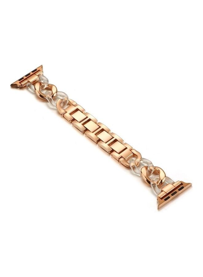 HuHa Ethnic Replacement Watchband for Apple Watch Series 1/2/3/4/5/6/7/SE 42/44/45mm Rose Gold/Transparent - Image 1