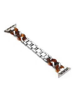 Ethnic Replacement Watchband for Apple Watch Series 1/2/3/4/5/6/7/SE 42/44/45mm Silver/Tortoiseshell