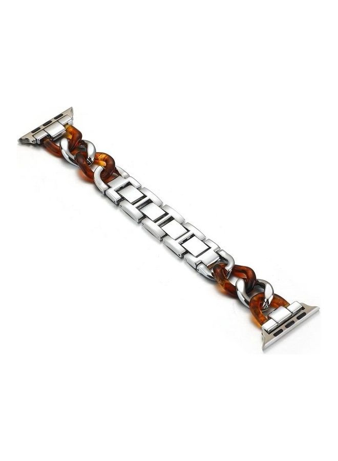 HuHa - Ethnic Replacement Watchband for Apple Watch Series 1/2/3/4/5/6/7/SE 42/44/45mm Silver/Tortoiseshell - Image 1