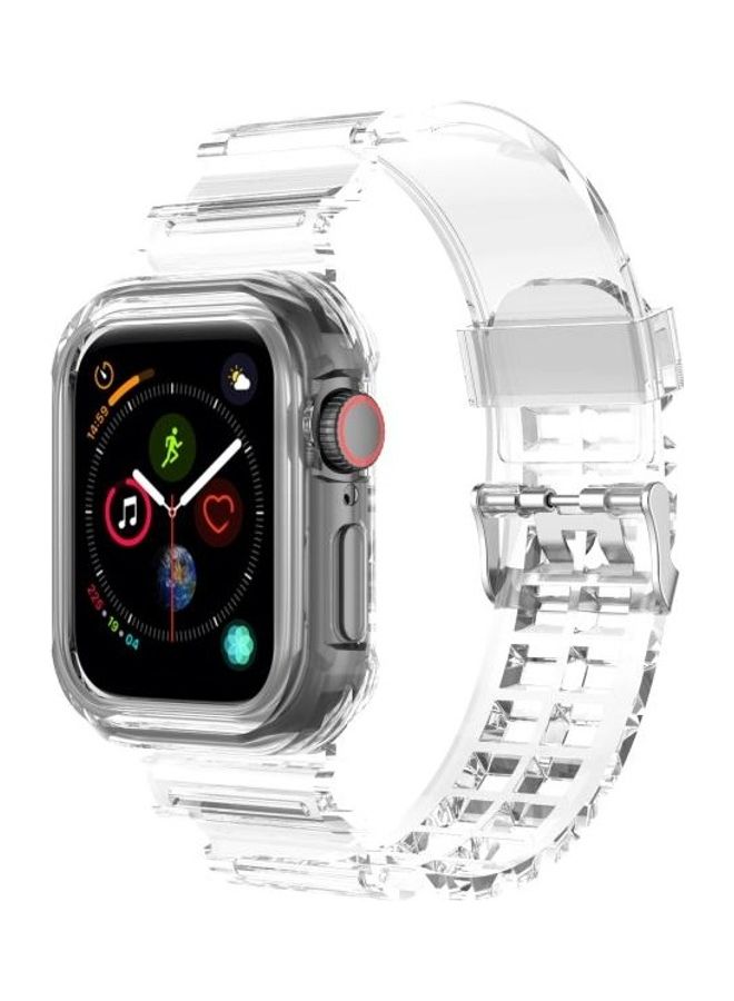 HuHa Silicone Integrated Replacement Strap Watchband For Apple Watch Series 7/6/SE/5/4/3/2/1 45/44/42mm Transparent - Image 4