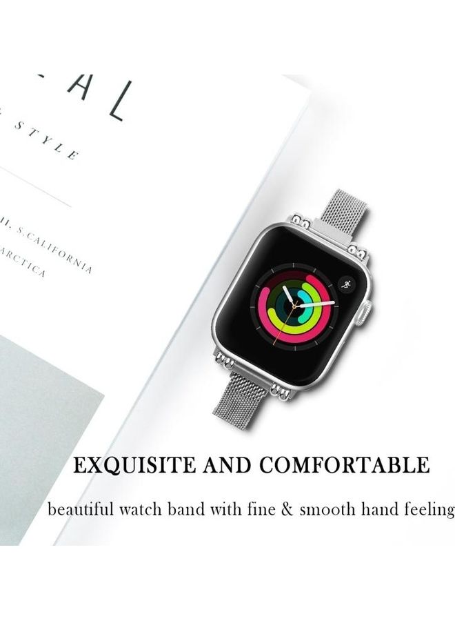 HuHa - Milan Bracelet Stainless Steel Watch Strap For Apple Watch Series 7/6/5/4/3/2/1/SE 41/40/38mm Silver - Image 1