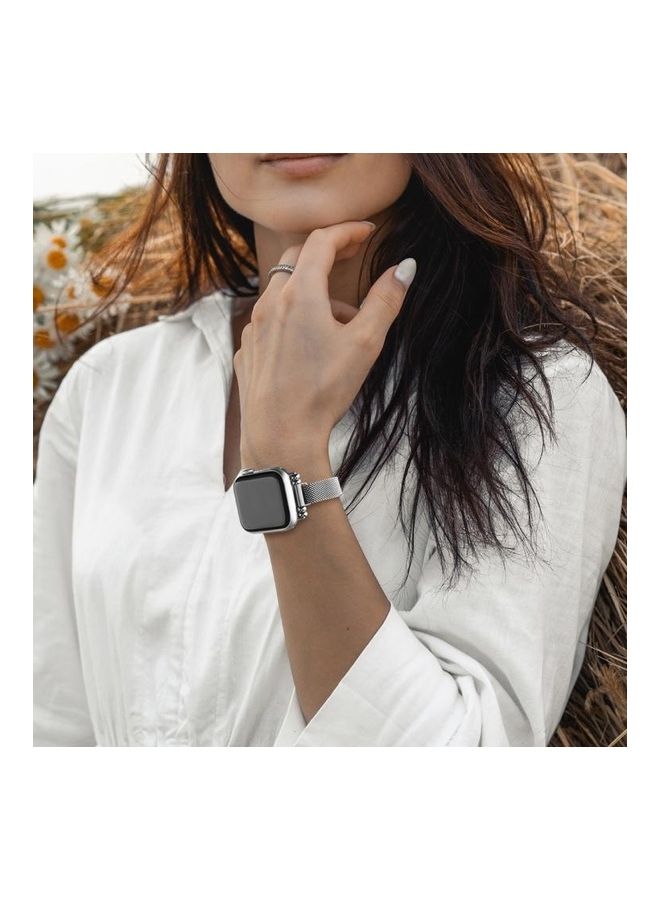 HuHa - Milan Bracelet Stainless Steel Watch Strap For Apple Watch Series 7/6/5/4/3/2/1/SE 41/40/38mm Silver - Image 1