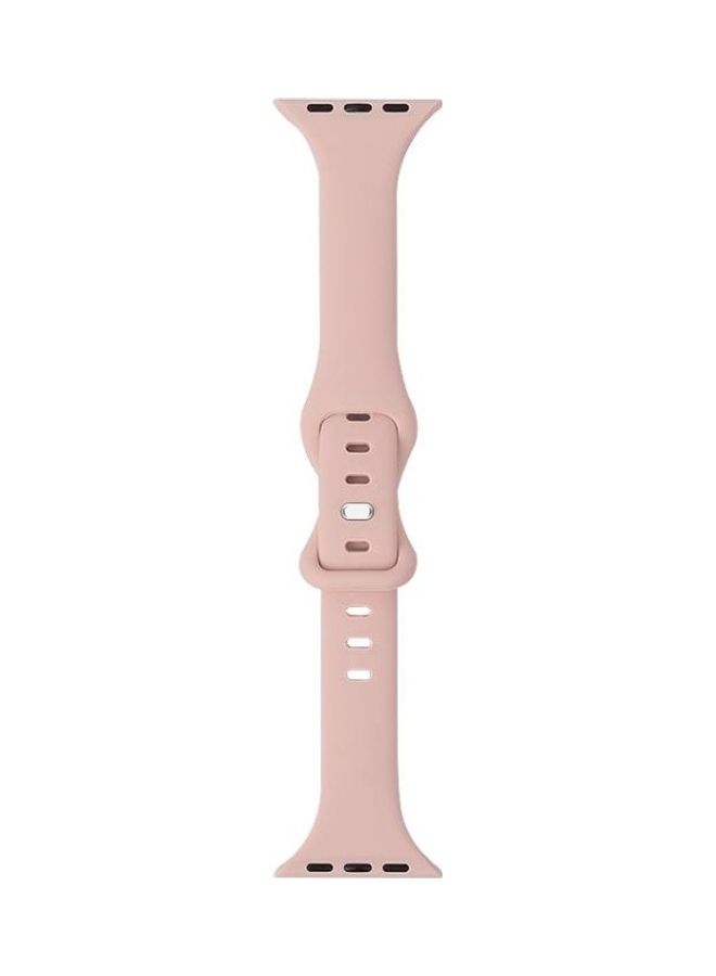 HuHa Slimming 8-Buckle Silicone Replacement Strap Watchband For Apple Watch Series 7/6/SE/5/4/3/2/1 45/44/42mm Pink Sand - Image 1