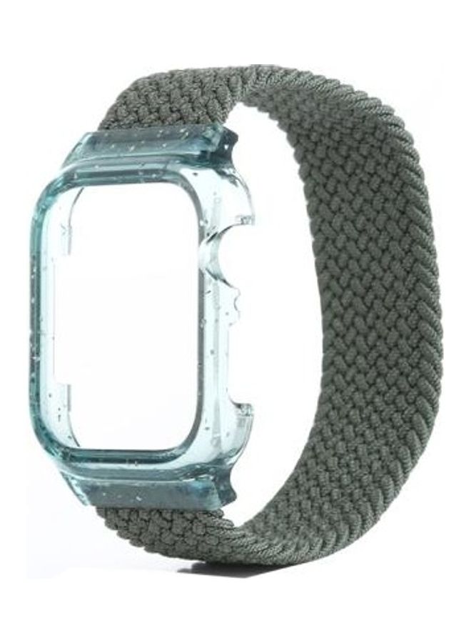 HuHa - Weave Replacement Wrist Strap Watchbands with Frame For Apple Watch Series 4/5/6/7/SE 44-45mm Red - Image 1