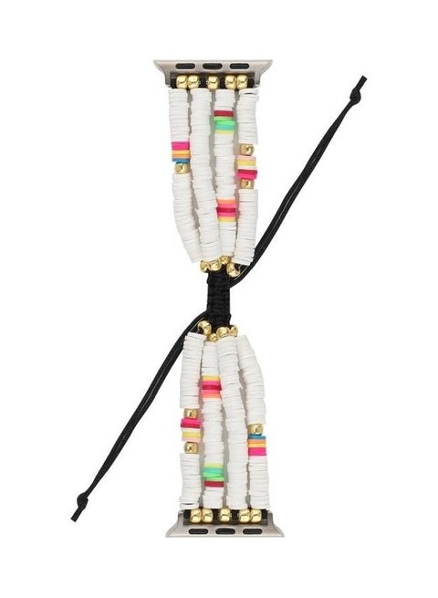Ethnic Replacement Watchband for Apple Watch Series 1/2/3/4/5/6/7/SE 38/40/41mm White