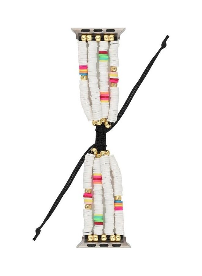 HuHa - Ethnic Replacement Watchband for Apple Watch Series 1/2/3/4/5/6/7/SE 38/40/41mm White - Image 1