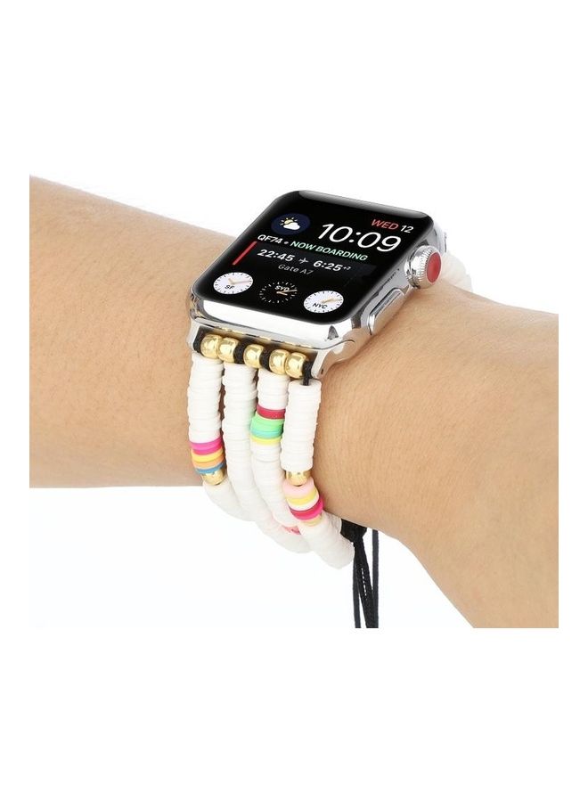 HuHa - Ethnic Replacement Watchband for Apple Watch Series 1/2/3/4/5/6/7/SE 38/40/41mm White - Image 1