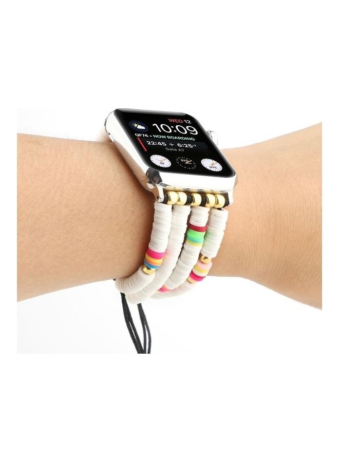 HuHa - Ethnic Replacement Watchband for Apple Watch Series 1/2/3/4/5/6/7/SE 38/40/41mm White - Image 1