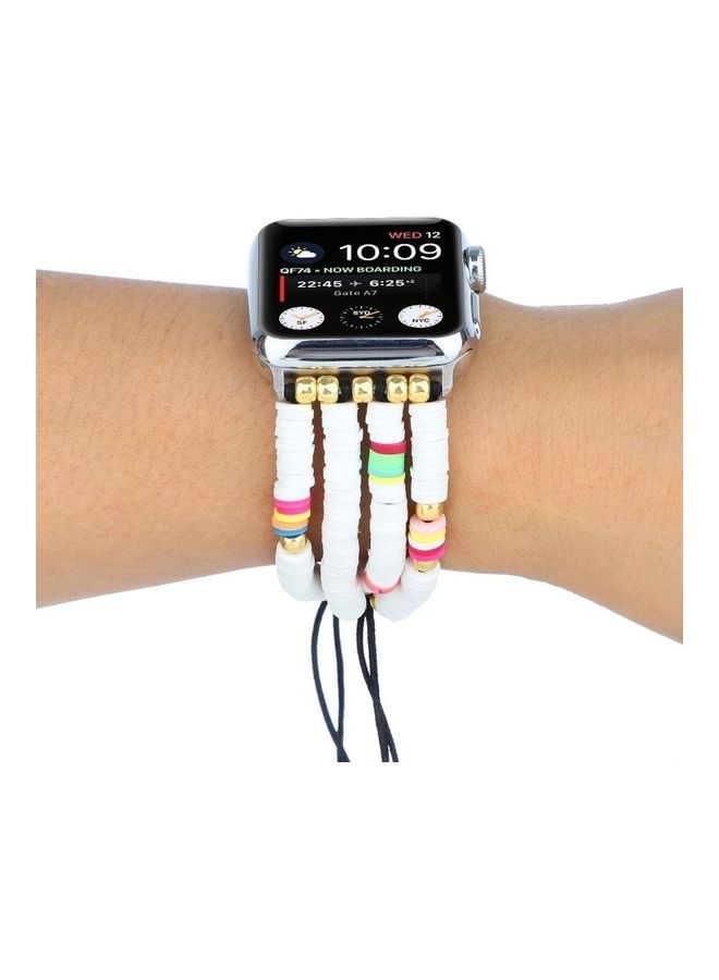 HuHa - Ethnic Replacement Watchband for Apple Watch Series 1/2/3/4/5/6/7/SE 38/40/41mm White - Image 1
