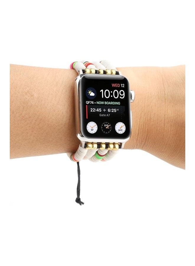 HuHa - Ethnic Replacement Watchband for Apple Watch Series 1/2/3/4/5/6/7/SE 38/40/41mm White - Image 1