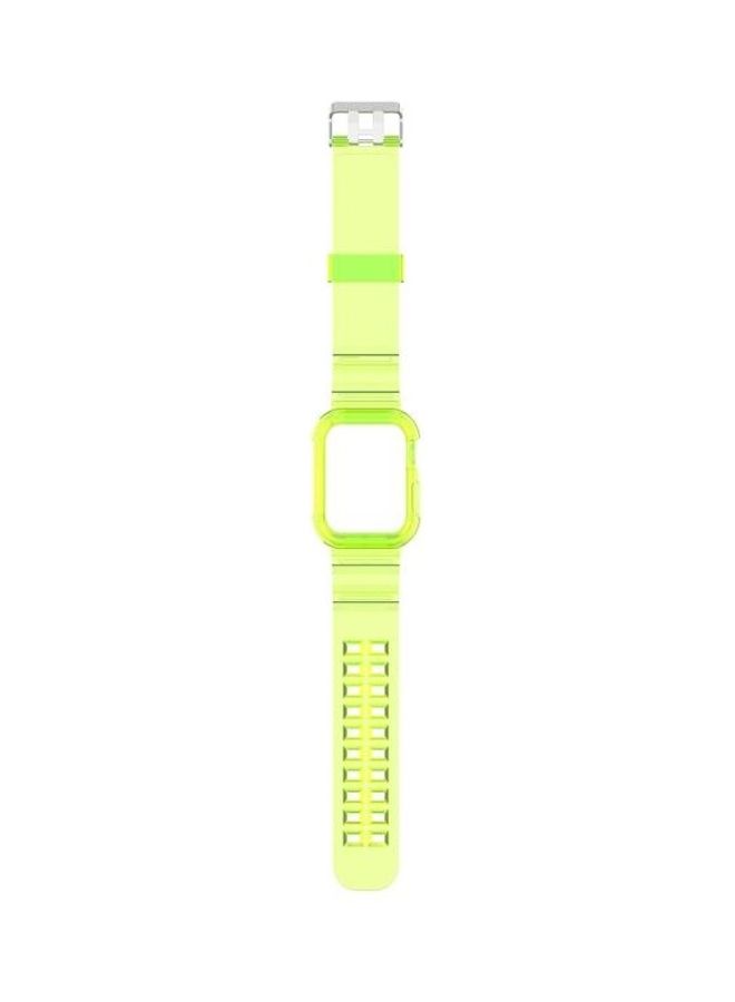 HuHa Silicone Integrated Replacement Strap Watchband For Apple Watch Series 7/6/SE/5/4/3/2/1 45/44/42mm Transparent Yellow - Image 2