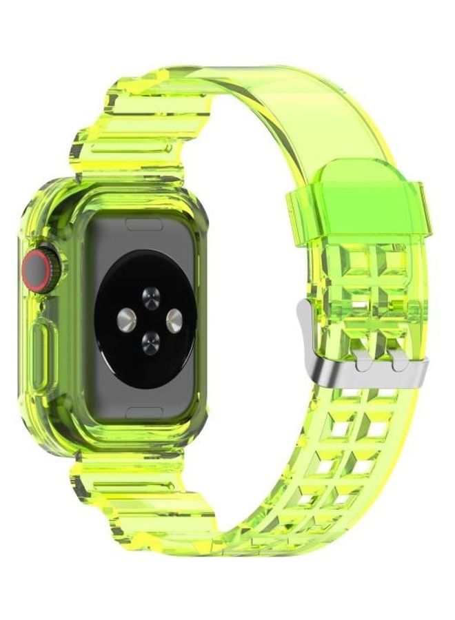 HuHa Silicone Integrated Replacement Strap Watchband For Apple Watch Series 7/6/SE/5/4/3/2/1 45/44/42mm Transparent Yellow - Image 5