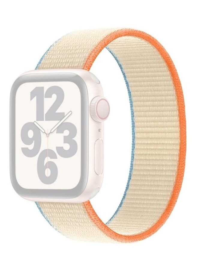 HuHa Single Lap Nylon Replacement Watchband, Size: M 145mm for Apple Watch Series 7/6/SE/5/4/3/2/1 38/40/41mm Milky White  - Image 1