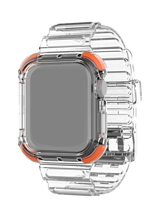 HuHa Integrated Crystal Clear Colour Contrast Replacement Strap Watchband For Apple Watch Series 7/6/SE/5/4/3/2/1 38/40/41mm Orange - Image 1