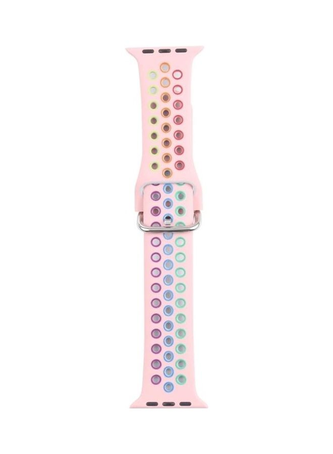 HuHa Metal Buckle Silicone Replacement Watchband For Apple Watch Series 7/6/SE/5/4/3/2/1 42/44/45mm Pink/Colourful - Image 1