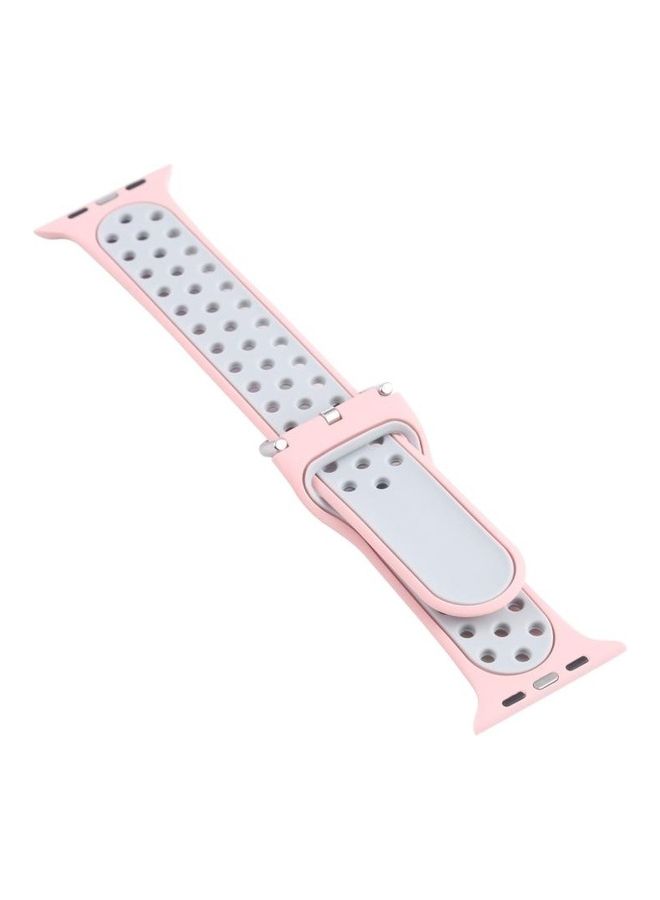 HuHa Metal Buckle Silicone Replacement Watchband For Apple Watch Series 7/6/SE/5/4/3/2/1 42/44/45mm Pink/Colourful - Image 2