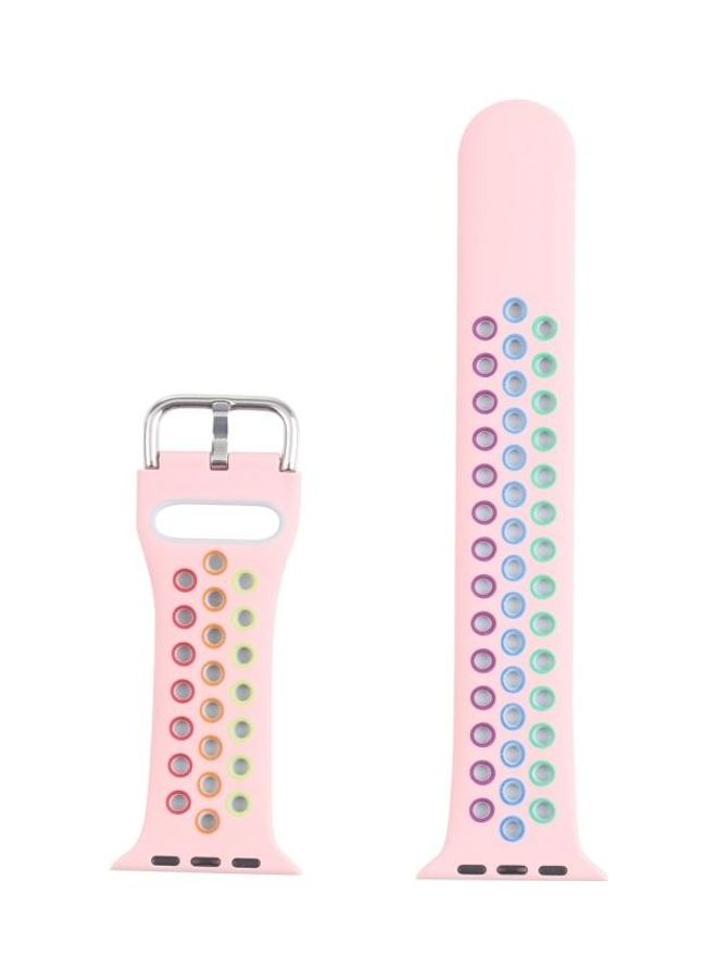 HuHa Metal Buckle Silicone Replacement Watchband For Apple Watch Series 7/6/SE/5/4/3/2/1 42/44/45mm Pink/Colourful - Image 3