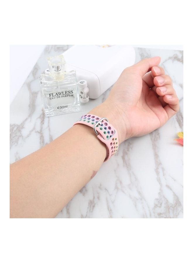 HuHa Metal Buckle Silicone Replacement Watchband For Apple Watch Series 7/6/SE/5/4/3/2/1 42/44/45mm Pink/Colourful - Image 5