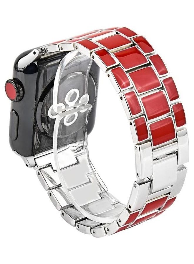 HuHa Replacement Watchband for Apple Watch Series 5/4/3/2/1 38/40mm Red Silver - Image 1