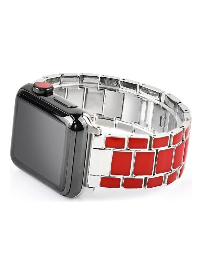 HuHa Replacement Watchband for Apple Watch Series 5/4/3/2/1 38/40mm Red Silver - Image 3