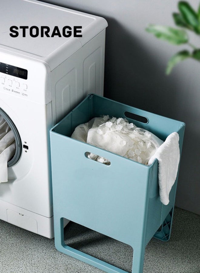 fashionhome Foldable Plastic Laundry Basket Blue 39.8x29.2x61cm - Image 2