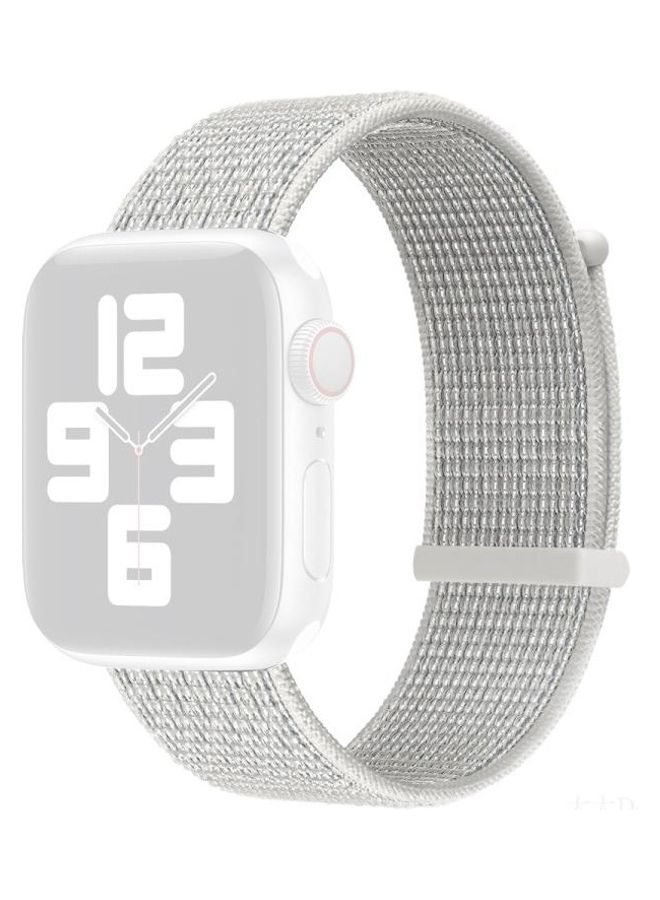 HuHa Hook and Loop Fastener Dual Section Replacement Watchband For Apple Watch Series 7/6/SE/5/4/3/2/1 42/44/45mm Reflective White - Image 1