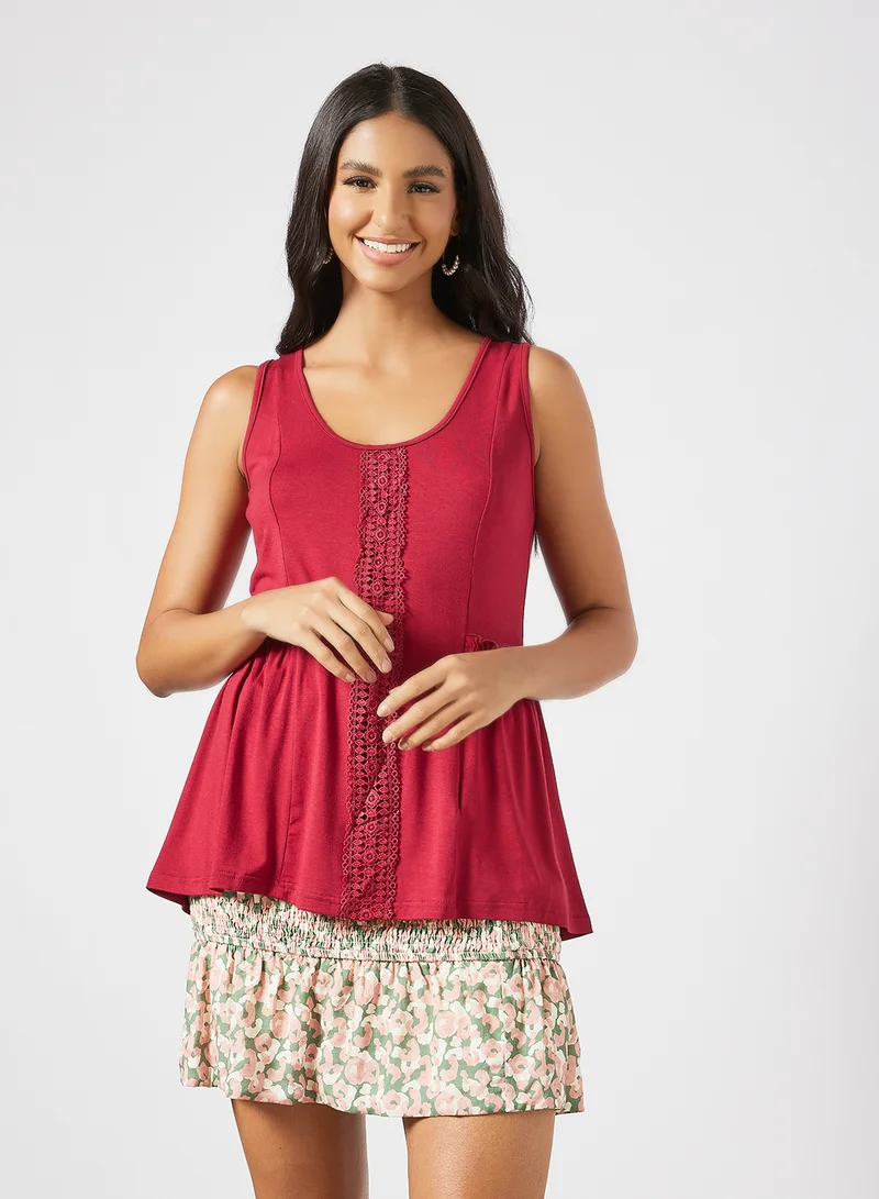 LABEL RAIL Lace Trim Blouse