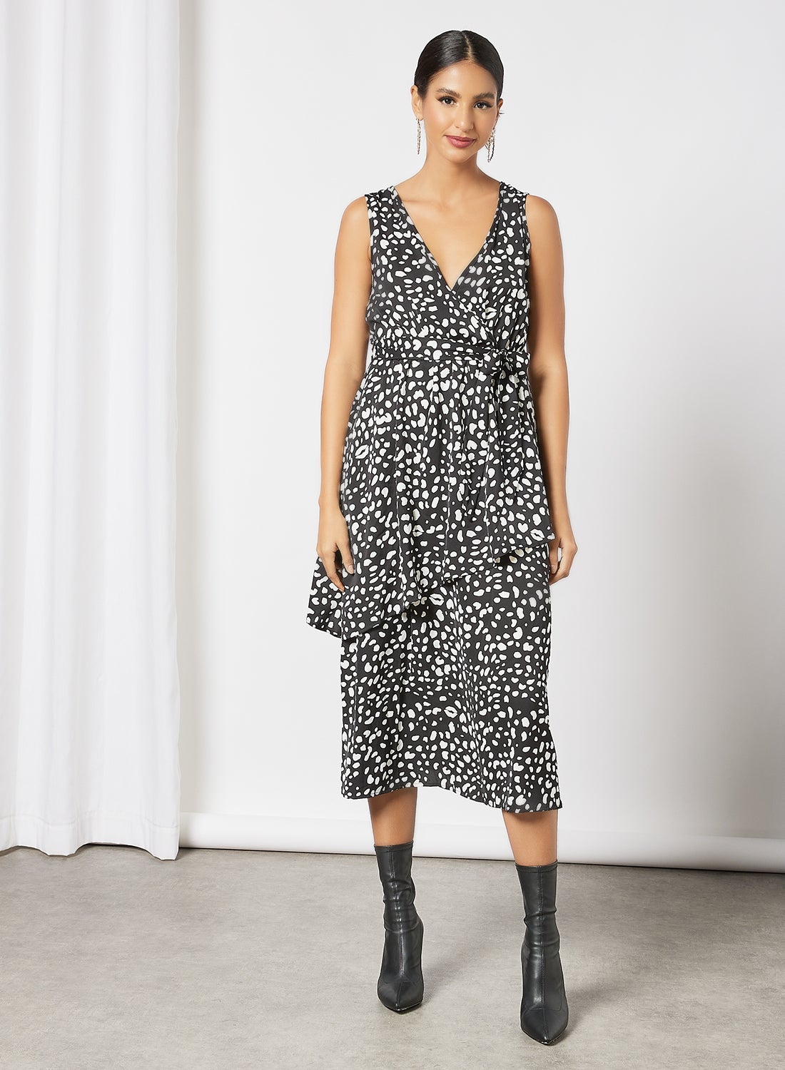 Reserved Snake Print Midi Dress Brown | Best Price KSA