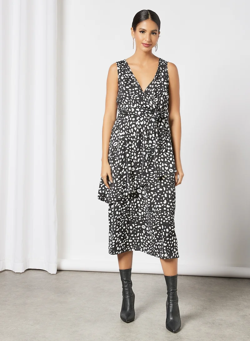 LABEL RAIL Animal Print Midi Dress