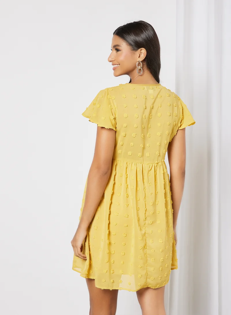 LABEL RAIL Bow Neck Mini Dress Yellow