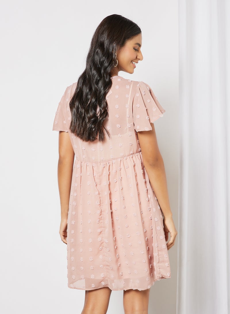 LABEL RAIL - Bow Neck Mini Dress Pink - Image 1