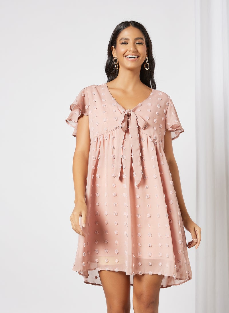 LABEL RAIL - Bow Neck Mini Dress Pink - Image 1