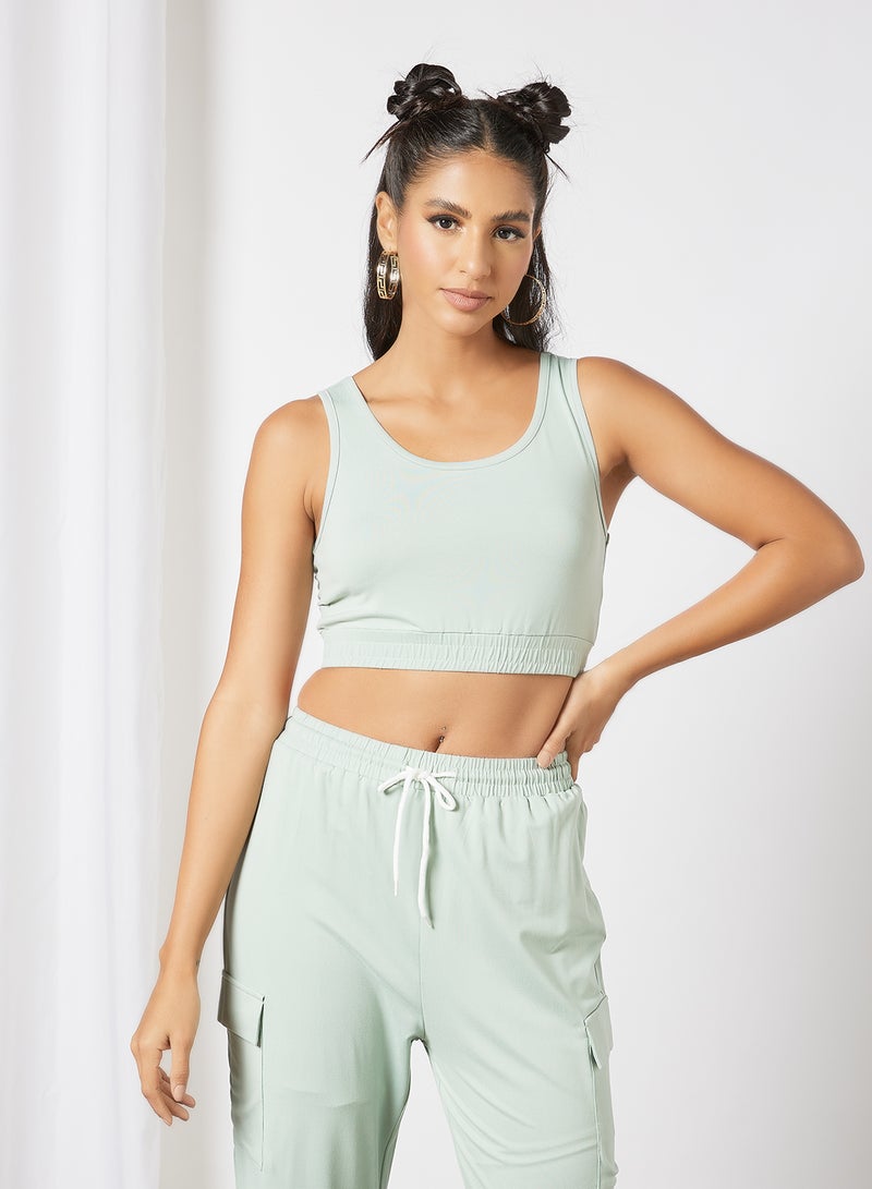 LABEL RAIL - Elastic Waist Crop Top Green - Image 1