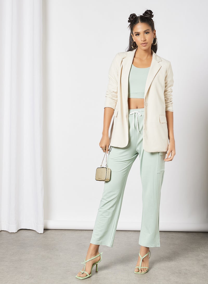 LABEL RAIL - Elastic Waist Crop Top Green - Image 1