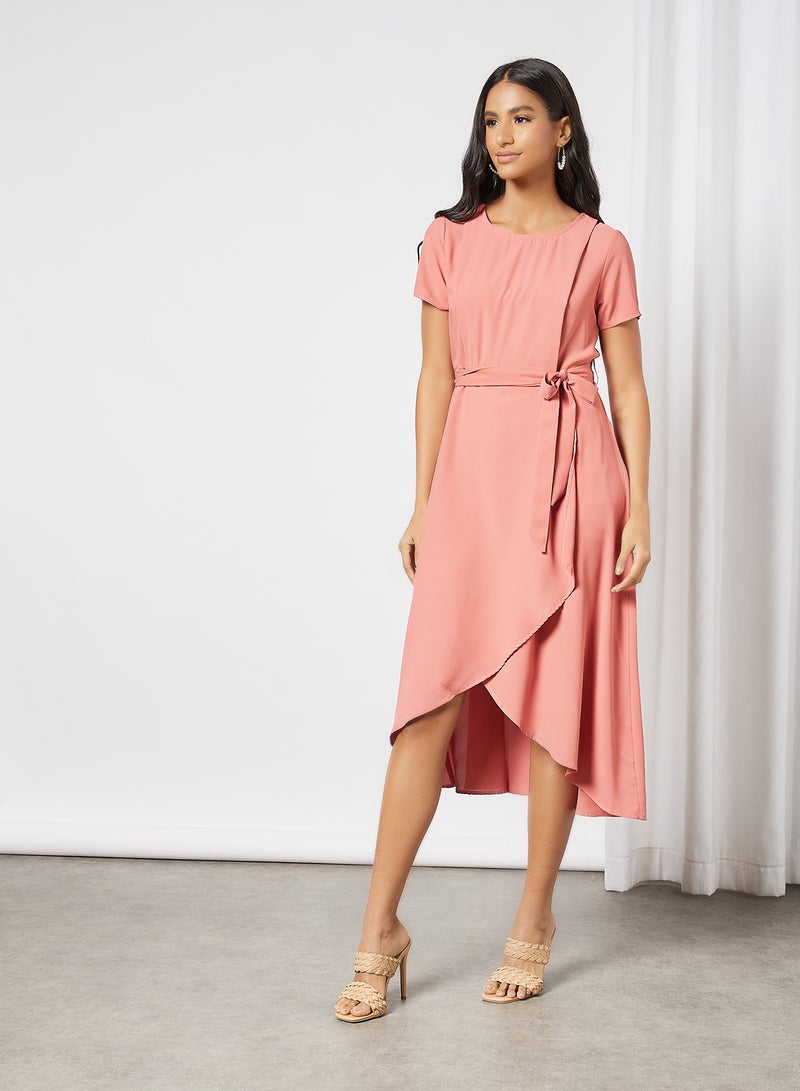 Wrap High-Low Hem Dress Pink - v1634568701/N48063239V_1