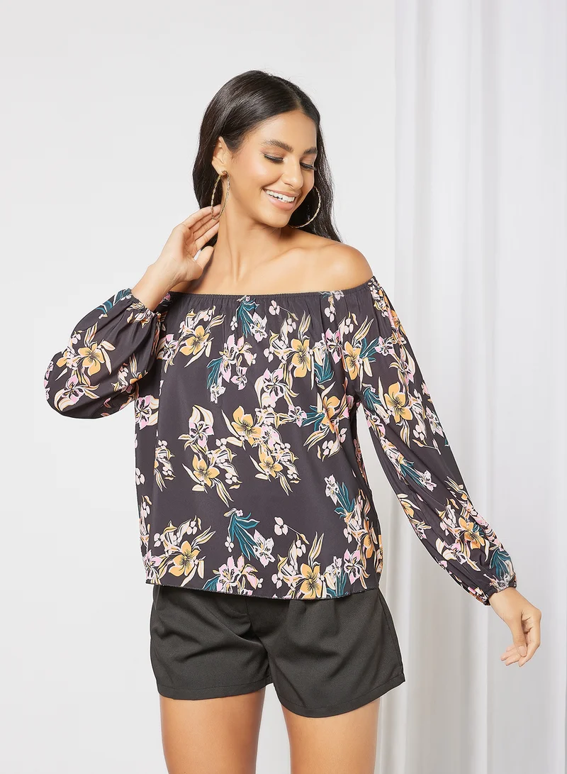 LABEL RAIL Floral Off-Shoulder Top