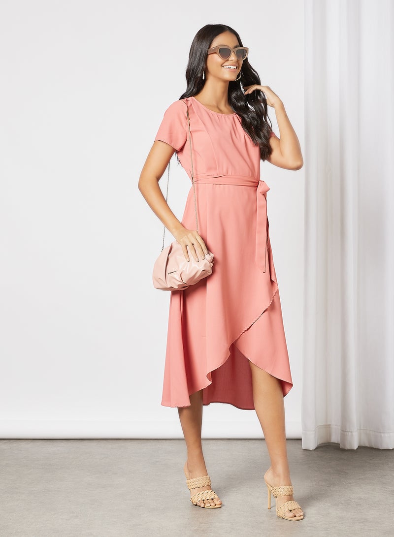 Wrap High-Low Hem Dress Pink - v1634568703/N48063239V_3