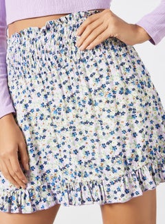 LABEL RAIL Floral Print Mini Skirt White  - Image 4