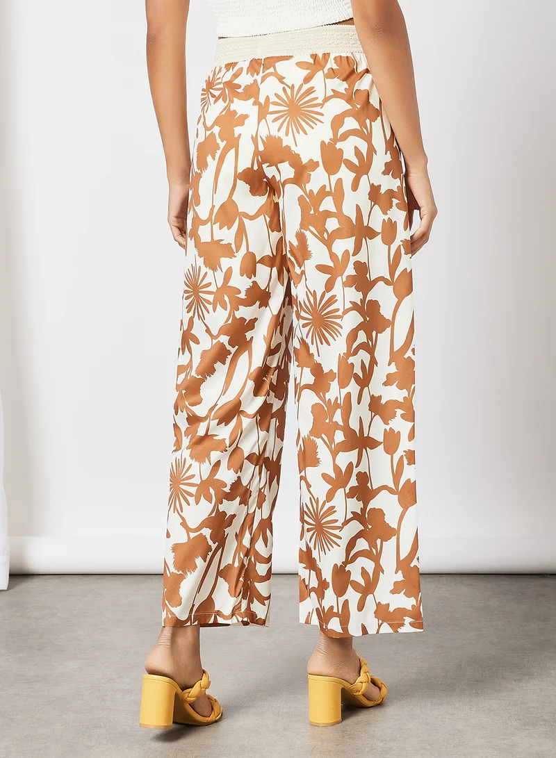 LABEL RAIL All-Over Print Pants White/Brown