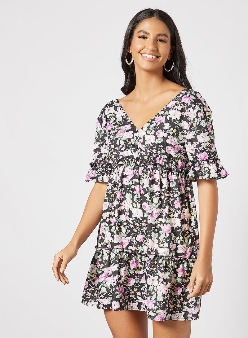LABEL RAIL Floral Print Dress Black - Image 1
