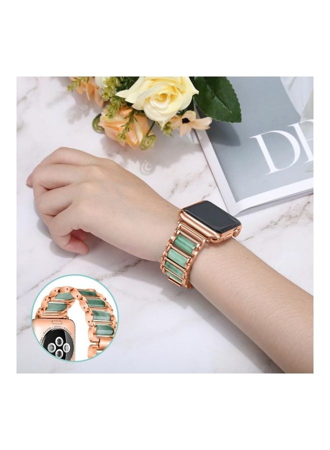 HuHa - Emerald Stainless Steel Strap For Apple Watch Series 1/2/3/4/5/6/7/SE 38-40-41mm Rose Gold - Image 1