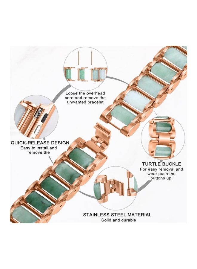 HuHa - Emerald Stainless Steel Strap For Apple Watch Series 1/2/3/4/5/6/7/SE 38-40-41mm Rose Gold - Image 1