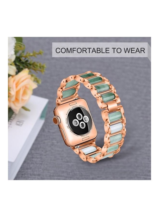 HuHa - Emerald Stainless Steel Strap For Apple Watch Series 1/2/3/4/5/6/7/SE 38-40-41mm Rose Gold - Image 1