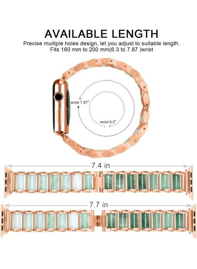 HuHa - Emerald Stainless Steel Strap For Apple Watch Series 1/2/3/4/5/6/7/SE 38-40-41mm Rose Gold - Image 1