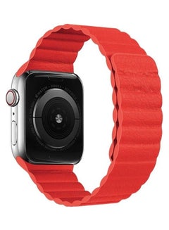 Two Loop Magnetic Replacement Strap Watchband For Apple Watch Series 1/2/3/4/5/6/7/SE 38-40-41mm Red
