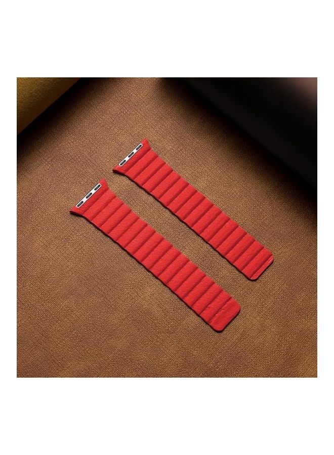 HuHa - Two Loop Magnetic Replacement Strap Watchband For Apple Watch Series 1/2/3/4/5/6/7/SE 38-40-41mm Red - Image 1