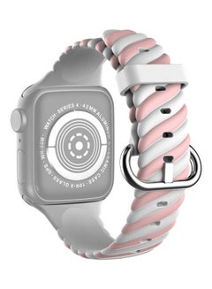 Two-Colour Twist Silicone Replacement Strap Watchband For Apple Watch Series 1/2/3/4/5/6/7/SE 42-44-45mm Macaron Pink/White